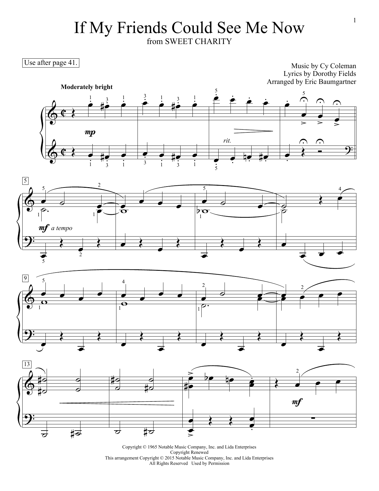 Eric Baumgartner If My Friends Could See Me Now sheet music notes and chords arranged for Educational Piano