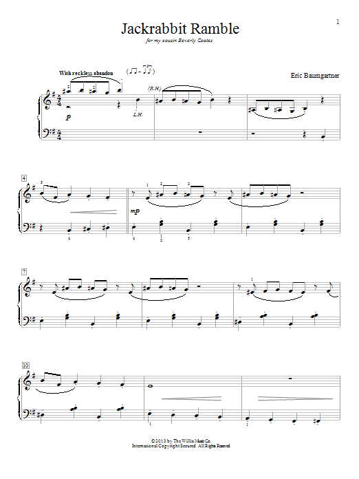 Eric Baumgartner Jackrabbit Ramble sheet music notes and chords arranged for Educational Piano