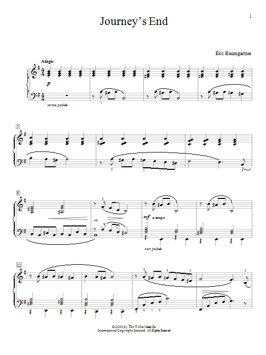 Eric Baumgartner Journey's End sheet music notes and chords arranged for Educational Piano
