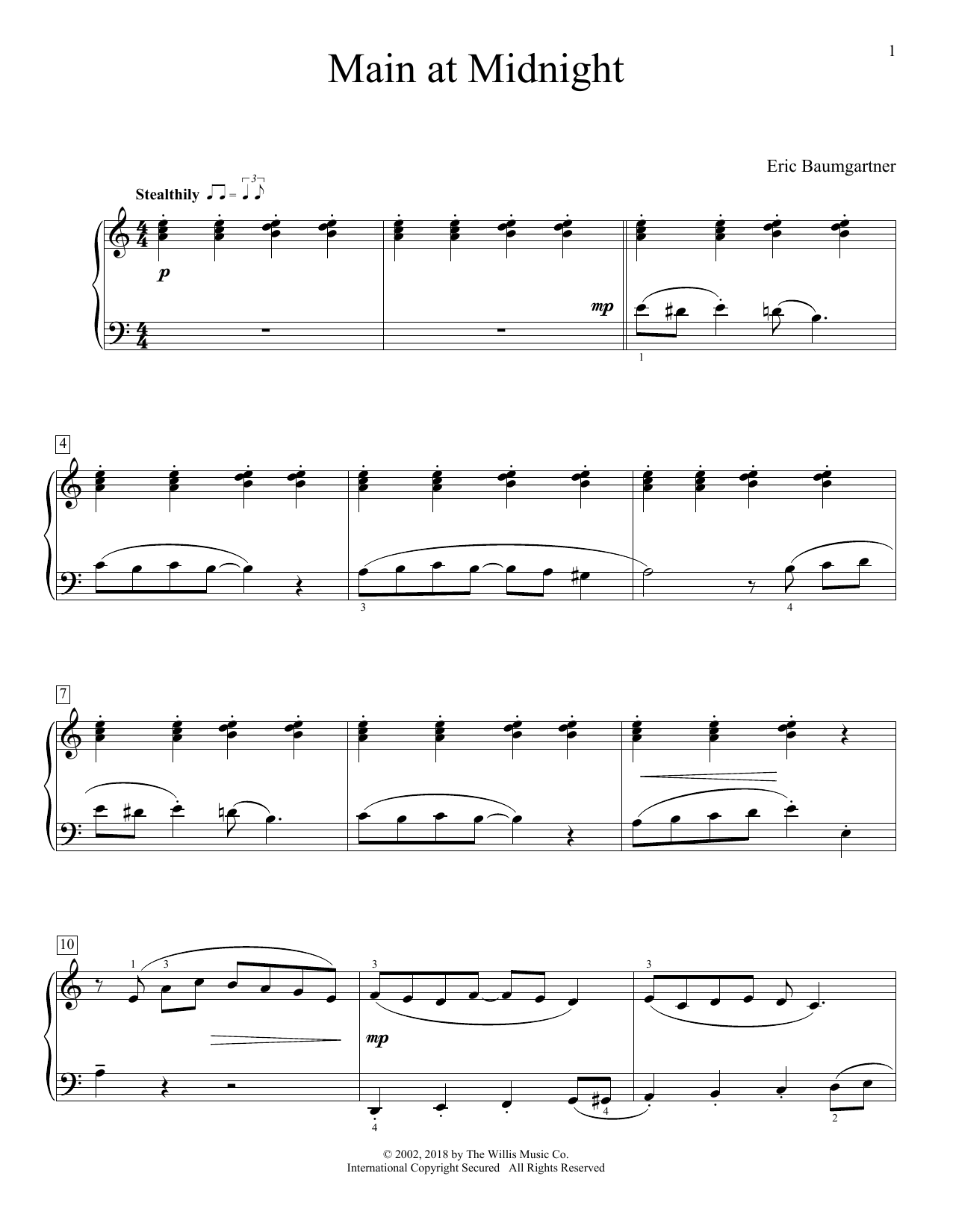 Eric Baumgartner Main At Midnight sheet music notes and chords arranged for Educational Piano