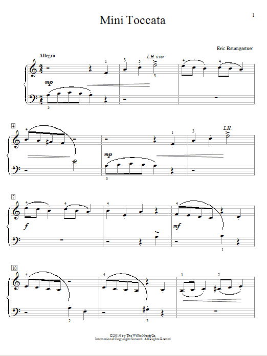 Eric Baumgartner Mini Toccata sheet music notes and chords arranged for Educational Piano