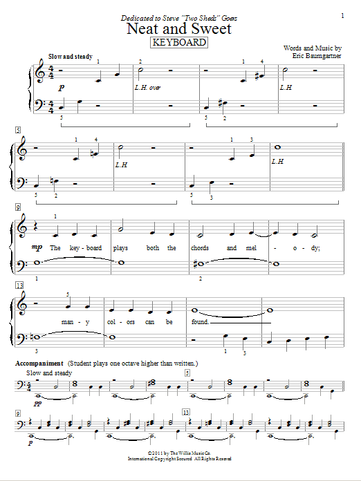 Eric Baumgartner Neat And Sweet (Keyboard) sheet music notes and chords arranged for Educational Piano