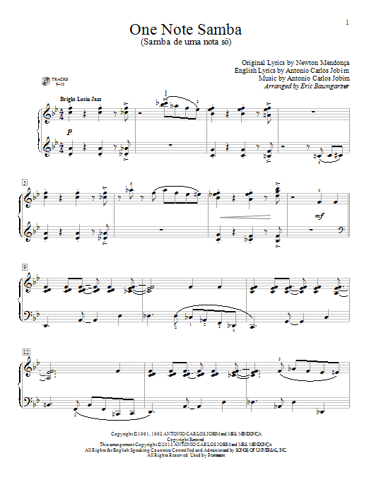 Eric Baumgartner One Note Samba (Samba De Uma Nota So) sheet music notes and chords arranged for Educational Piano