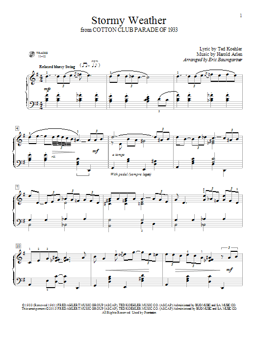 Eric Baumgartner Stormy Weather (Keeps Rainin' All The Time) sheet music notes and chords arranged for Educational Piano