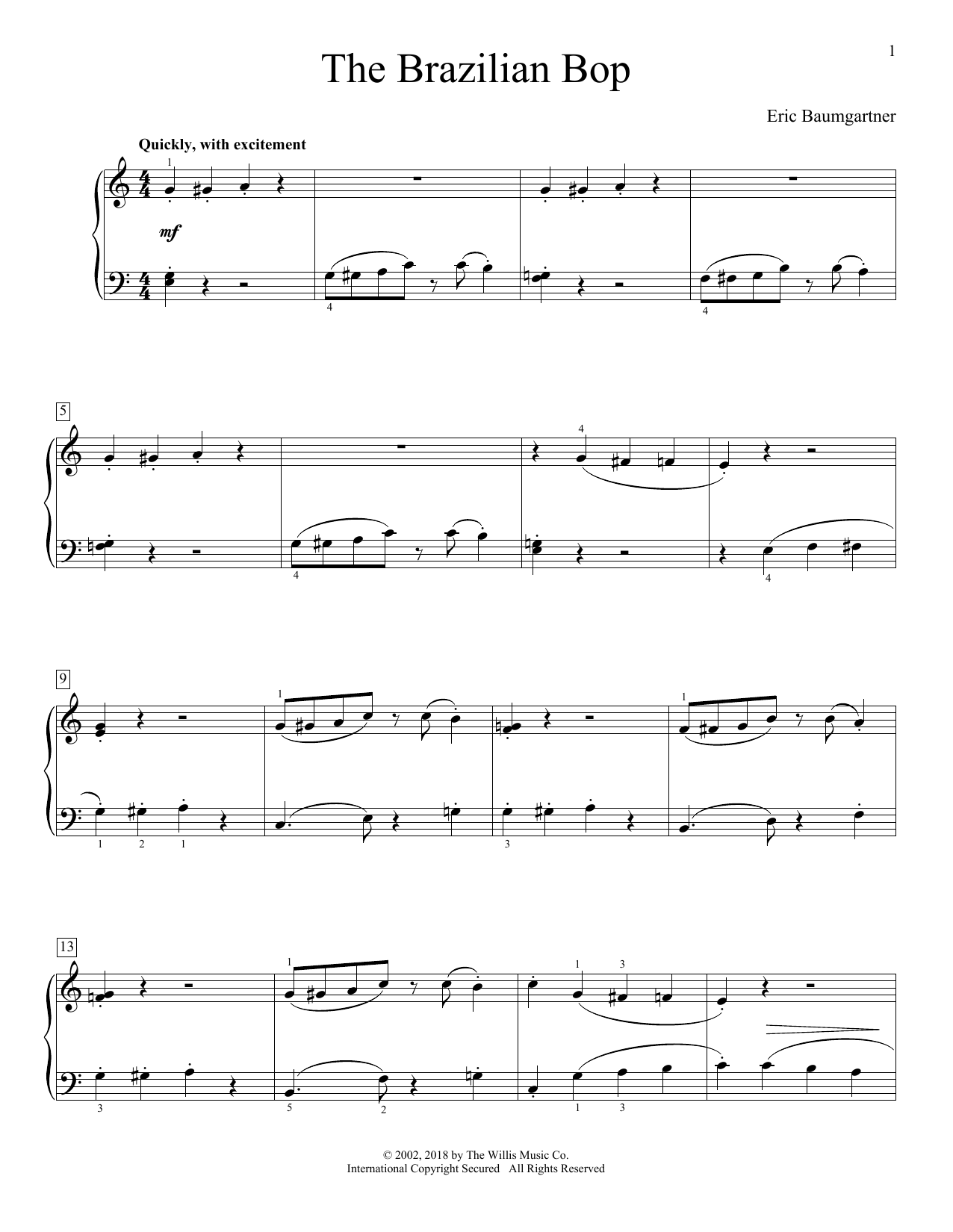 Eric Baumgartner The Brazilian Bop sheet music notes and chords arranged for Educational Piano