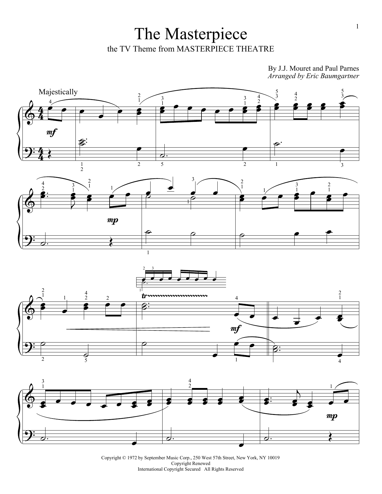 Eric Baumgartner The Masterpiece sheet music notes and chords arranged for Educational Piano