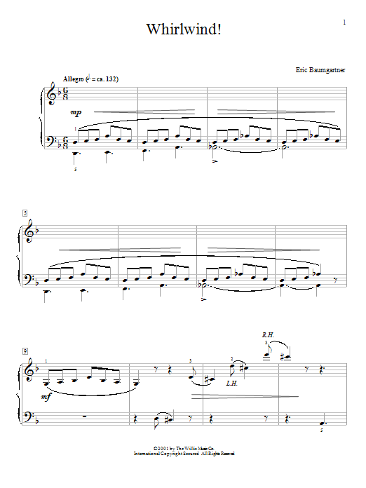 Eric Baumgartner Whirlwind! sheet music notes and chords arranged for Educational Piano