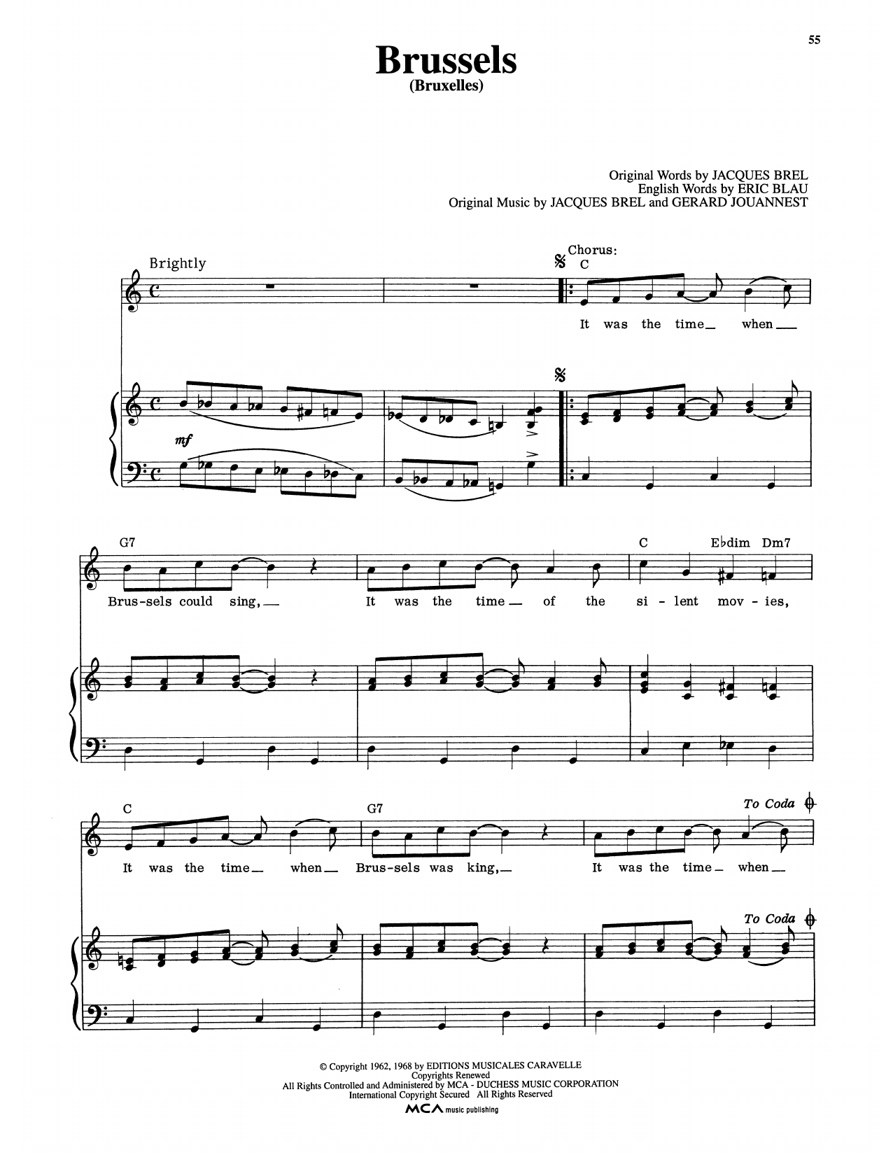 Eric Blau Brussels (Bruxelles) (from Jacques Brel Is Alive And Well And Living In Paris) sheet music notes and chords arranged for Piano & Vocal