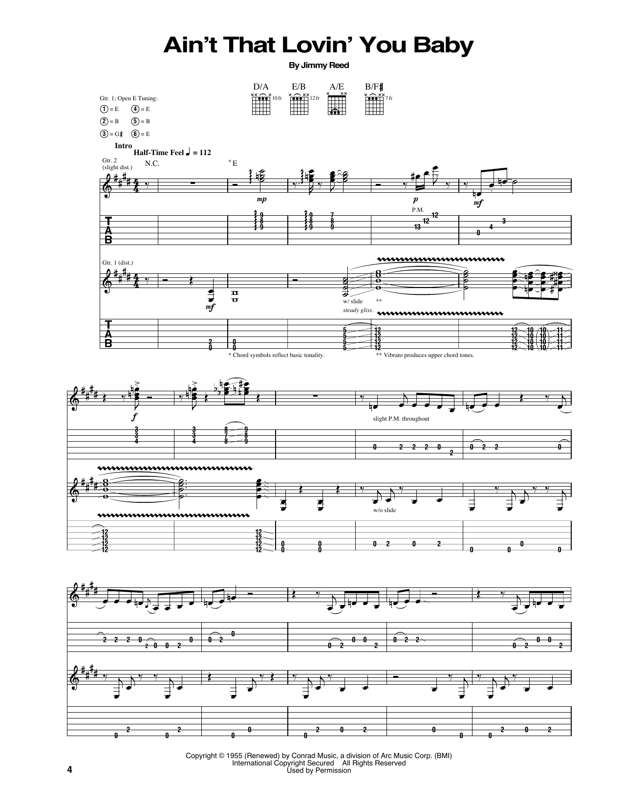 Eric Clapton Ain't That Lovin' You Baby sheet music notes and chords arranged for Guitar Tab