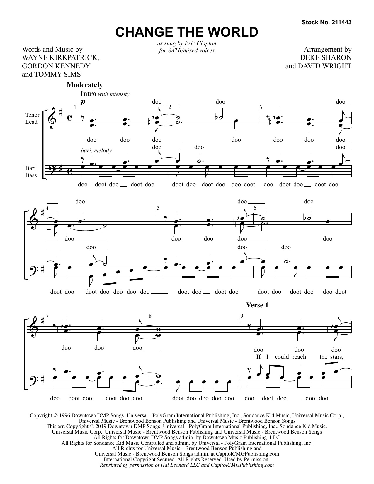 Eric Clapton Change The World (arr. Deke Sharon and David Wright) sheet music notes and chords arranged for SATB Choir