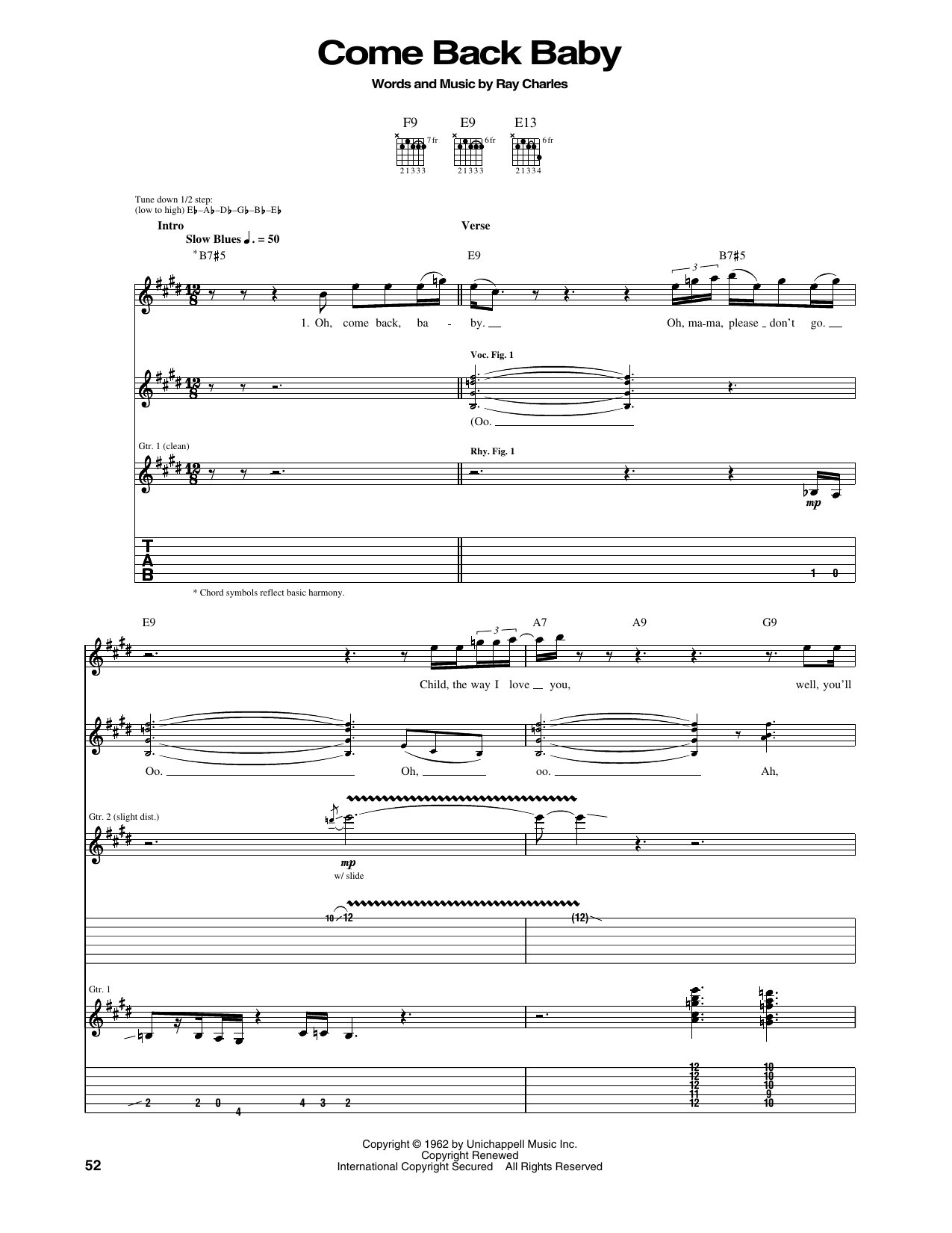Eric Clapton Come Back Baby sheet music notes and chords arranged for Guitar Tab