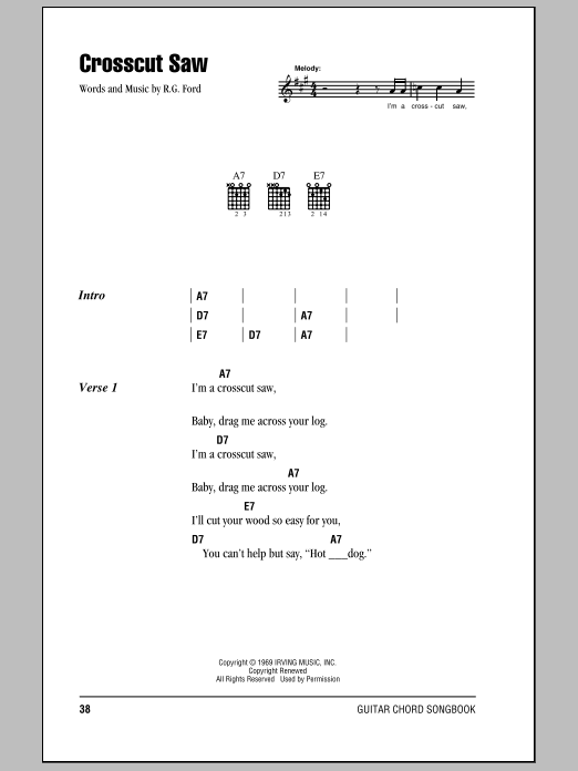 Eric Clapton Crosscut Saw sheet music notes and chords arranged for Guitar Chords/Lyrics