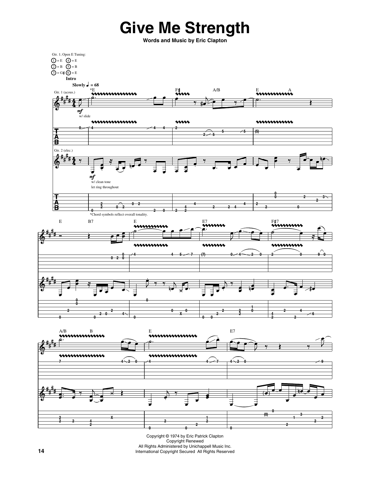 Eric Clapton Give Me Strength sheet music notes and chords arranged for Guitar Tab