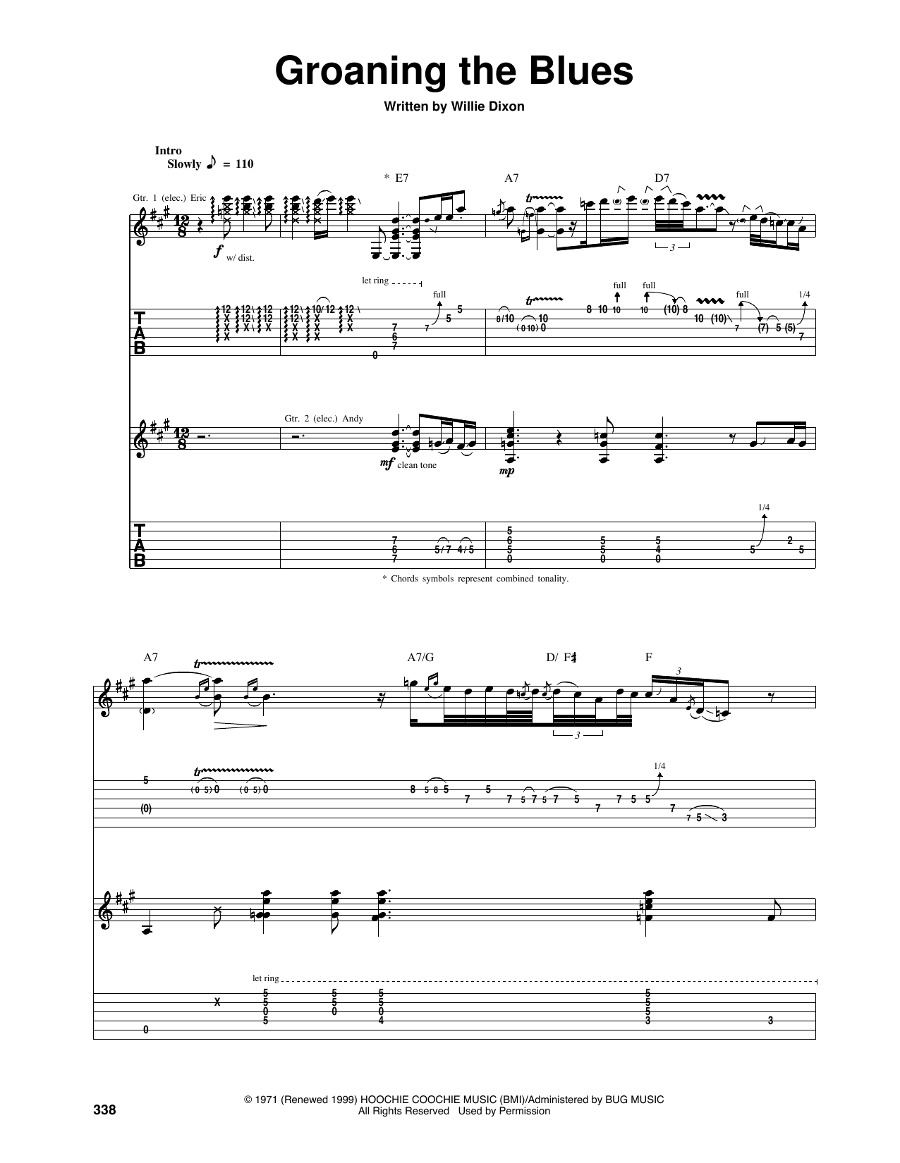 Eric Clapton Groaning The Blues sheet music notes and chords arranged for Guitar Tab