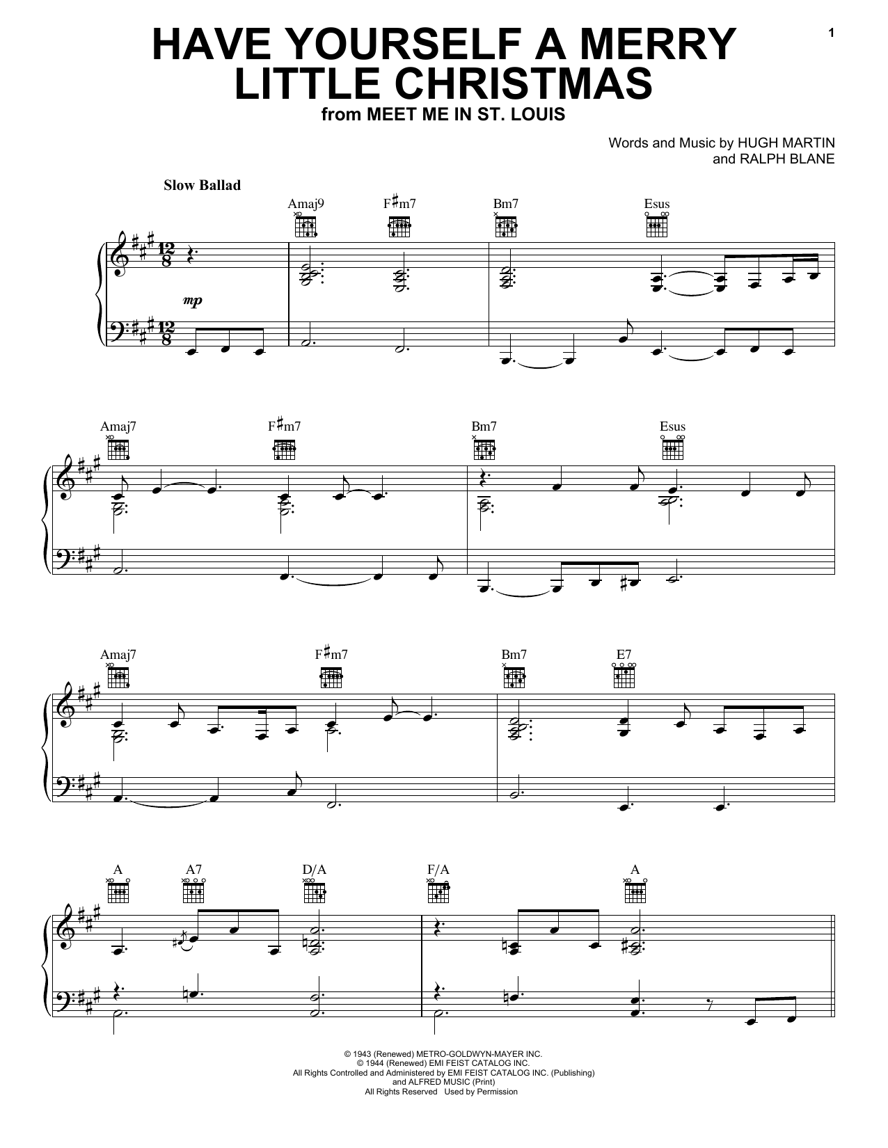 Eric Clapton Have Yourself A Merry Little Christmas sheet music notes and chords arranged for Piano, Vocal & Guitar Chords (Right-Hand Melody)