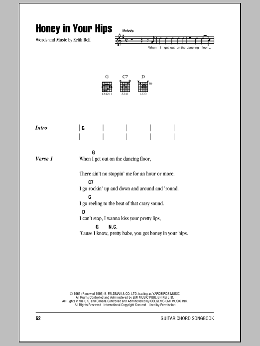Eric Clapton Honey In Your Hips sheet music notes and chords arranged for Guitar Chords/Lyrics