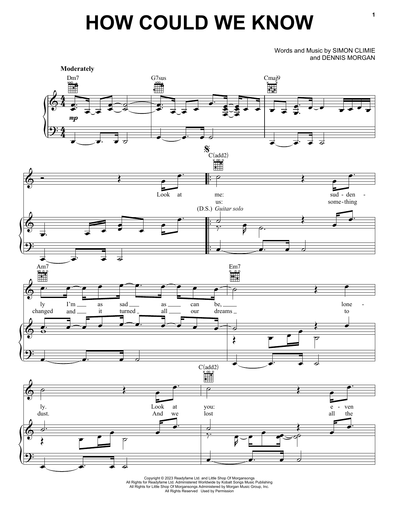 Eric Clapton How Could We Know (feat. Judith Hill, Simon Climie & Daniel Santiago) sheet music notes and chords arranged for Piano, Vocal & Guitar Chords (Right-Hand Melody)