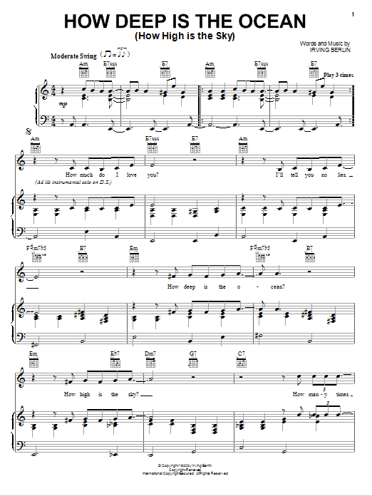 Eric Clapton How Deep Is The Ocean (How High Is The Sky) sheet music notes and chords arranged for Guitar Tab