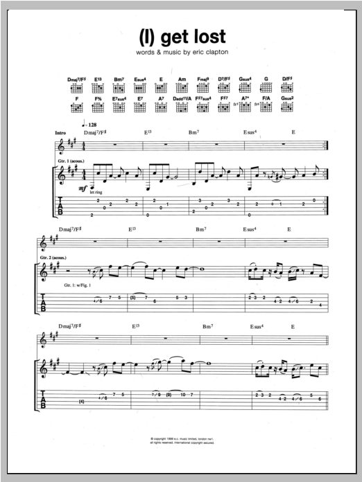Eric Clapton (I) Get Lost sheet music notes and chords arranged for Guitar Tab