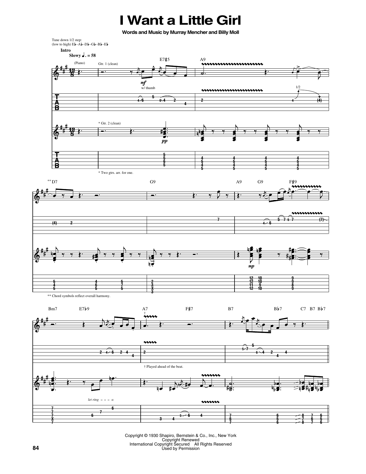 Eric Clapton I Want A Little Girl sheet music notes and chords arranged for Guitar Tab