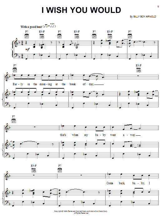 Eric Clapton I Wish You Would sheet music notes and chords arranged for Piano, Vocal & Guitar Chords (Right-Hand Melody)