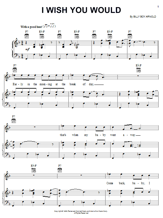 Eric Clapton I Wish You Would sheet music notes and chords arranged for Real Book – Melody, Lyrics & Chords