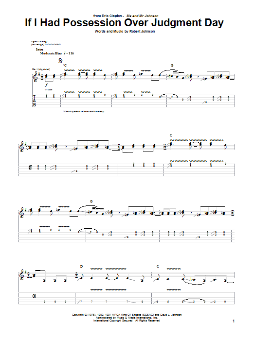Eric Clapton If I Had Possession Over Judgment Day sheet music notes and chords arranged for Guitar Tab