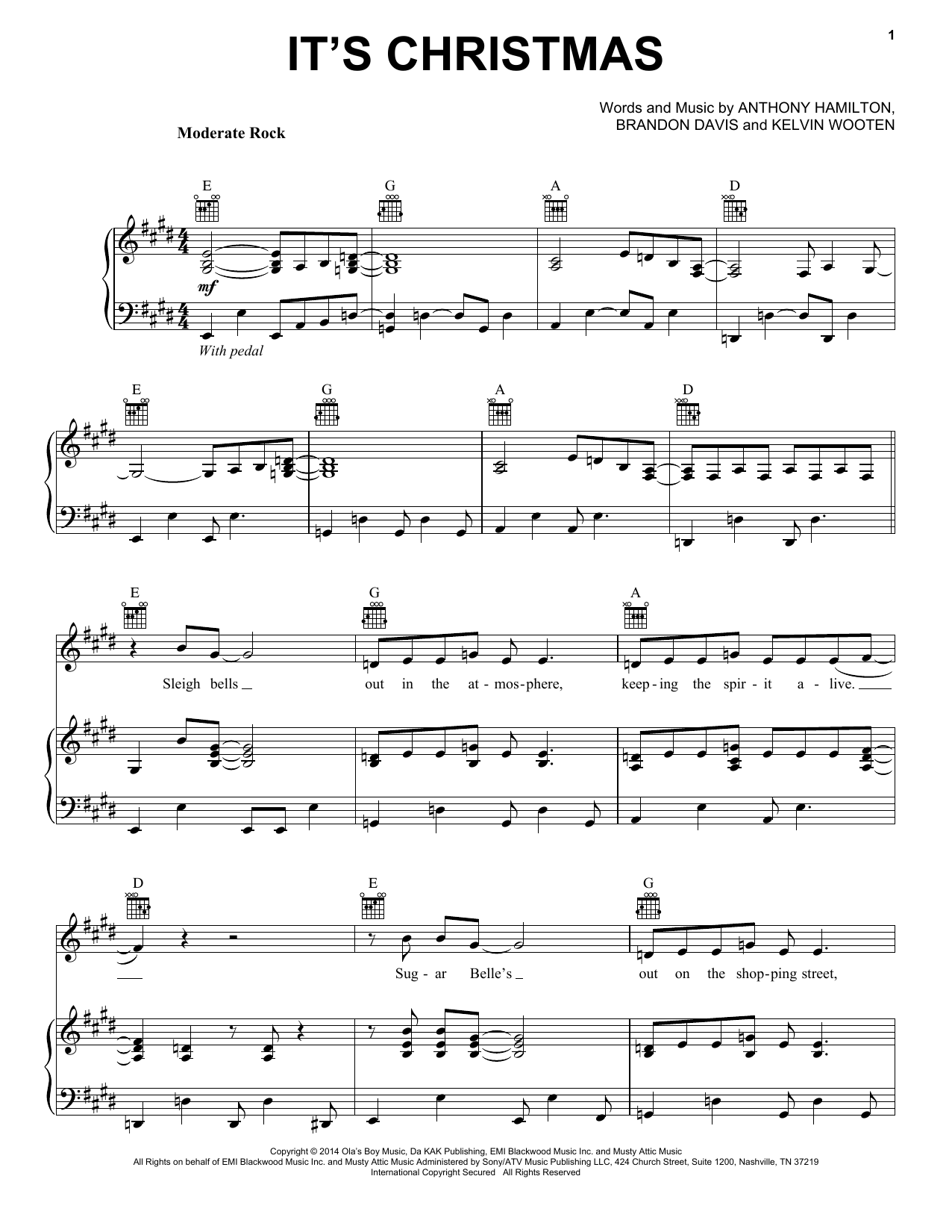 Eric Clapton It's Christmas sheet music notes and chords arranged for Piano, Vocal & Guitar Chords (Right-Hand Melody)