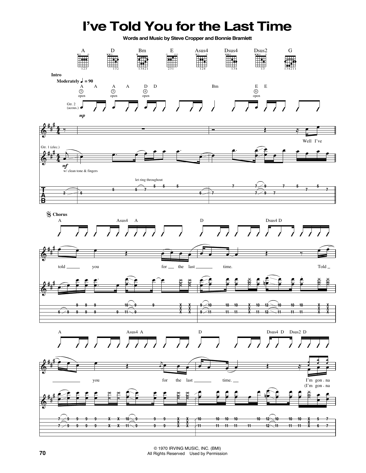 Eric Clapton I've Told You For The Last Time sheet music notes and chords arranged for Guitar Tab