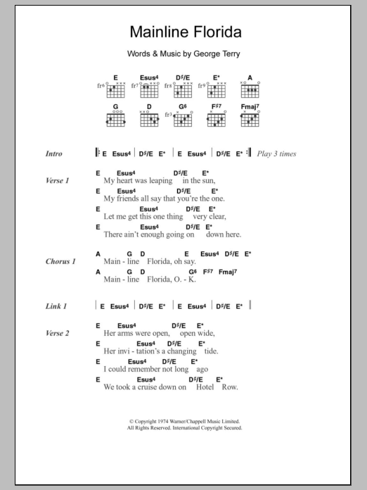 Eric Clapton Mainline Florida sheet music notes and chords arranged for Guitar Chords/Lyrics