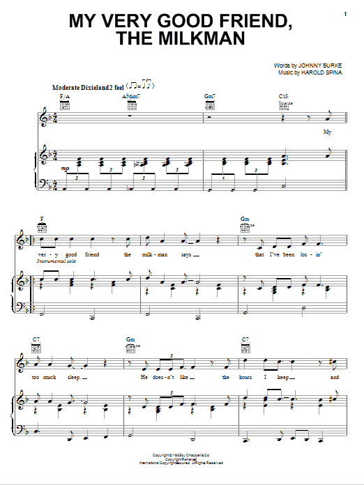 Eric Clapton My Very Good Friend, The Milkman sheet music notes and chords arranged for Piano, Vocal & Guitar Chords (Right-Hand Melody)