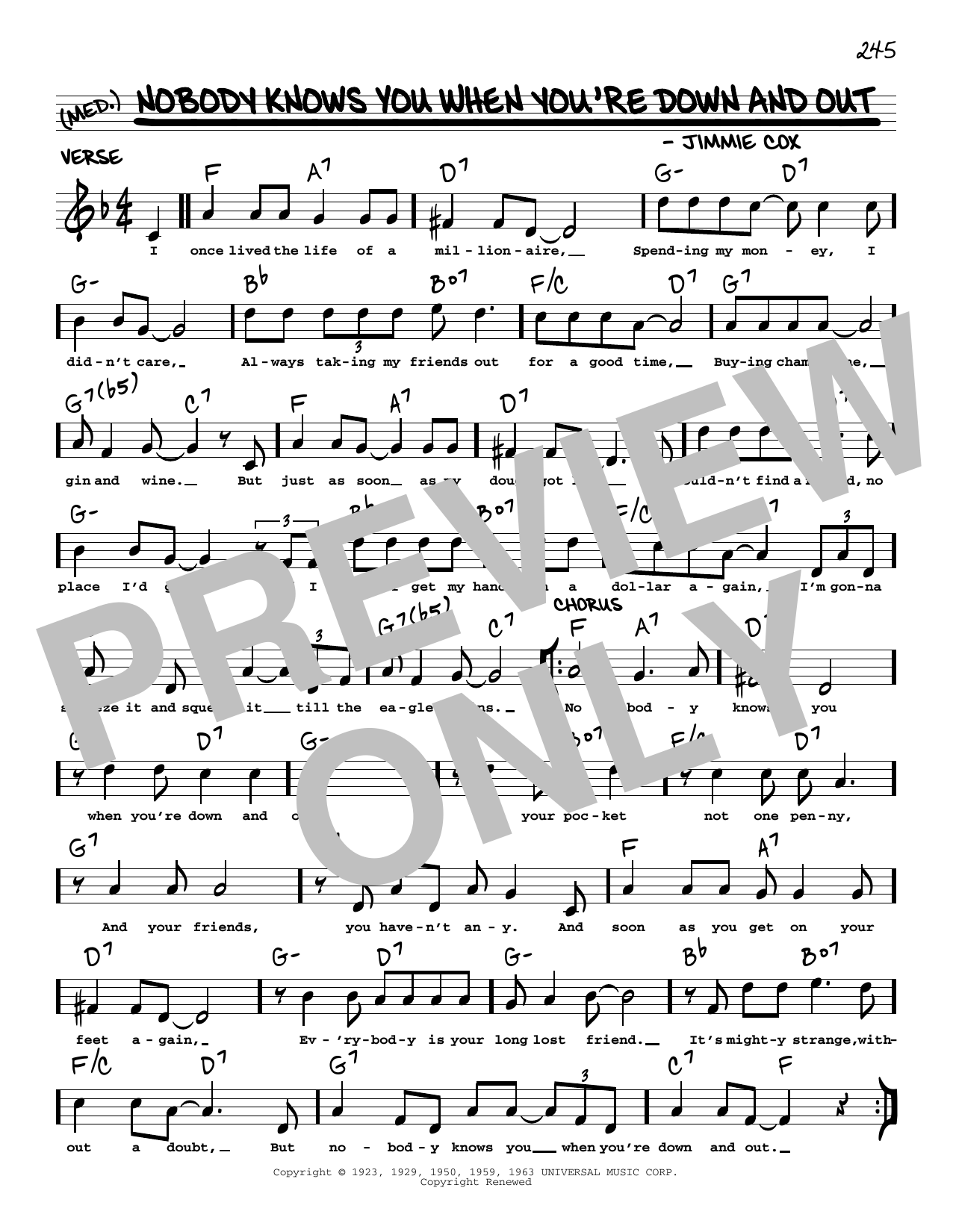 Eric Clapton Nobody Knows You When You're Down And Out (arr. Robert Rawlins) sheet music notes and chords arranged for Real Book – Melody, Lyrics & Chords