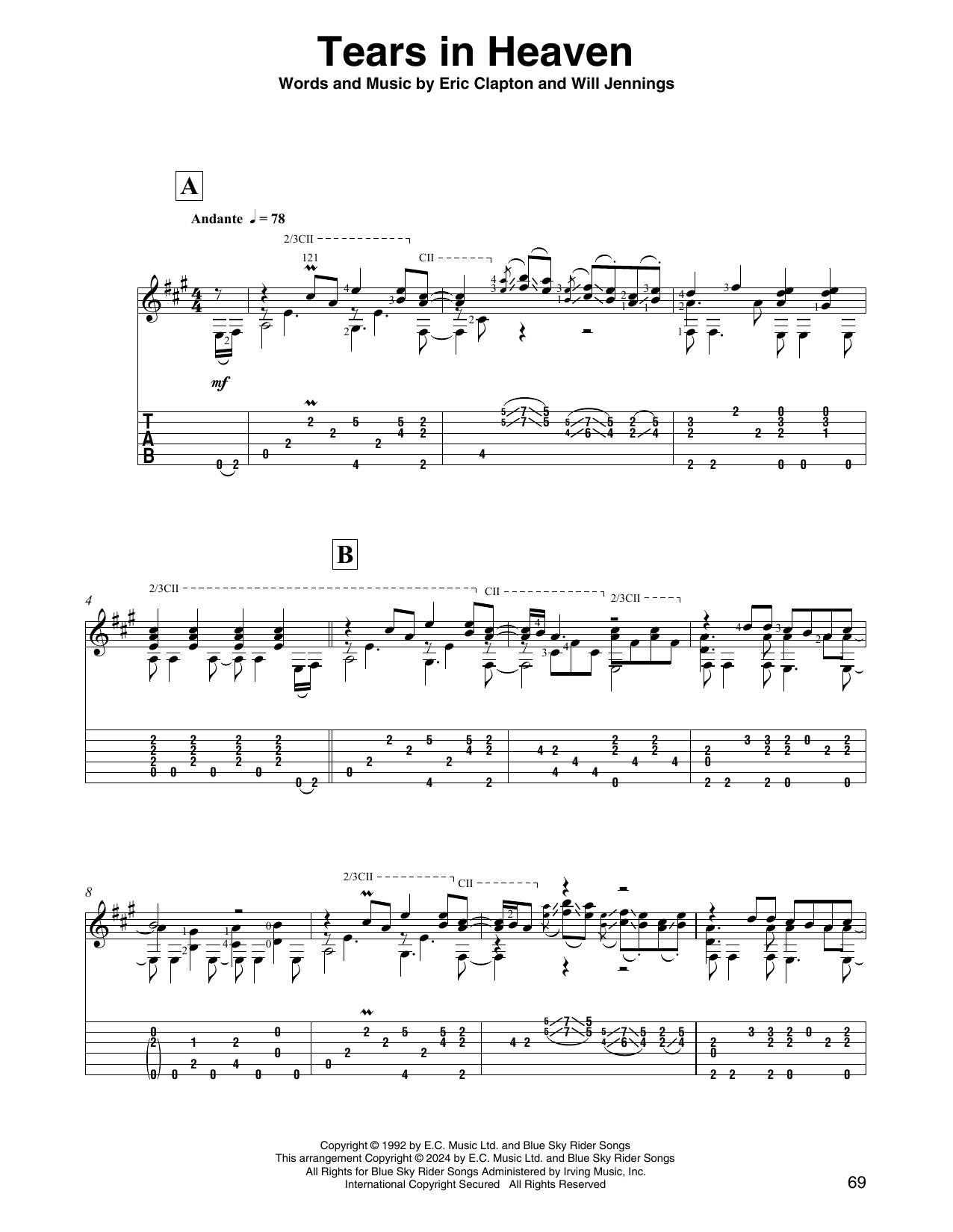 Eric Clapton Tears In Heaven (from Rush) (arr. David Jaggs) sheet music notes and chords arranged for Solo Guitar