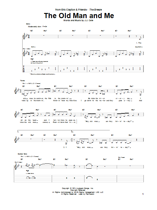 Eric Clapton The Old Man And Me sheet music notes and chords arranged for Guitar Tab
