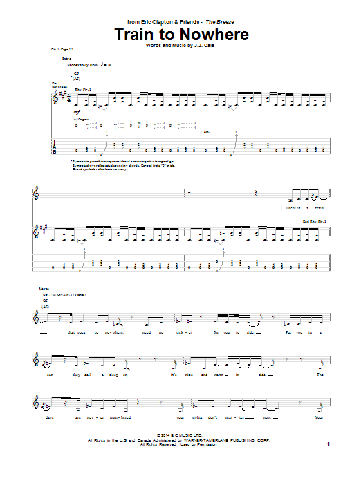 Eric Clapton Train To Nowhere sheet music notes and chords arranged for Guitar Tab