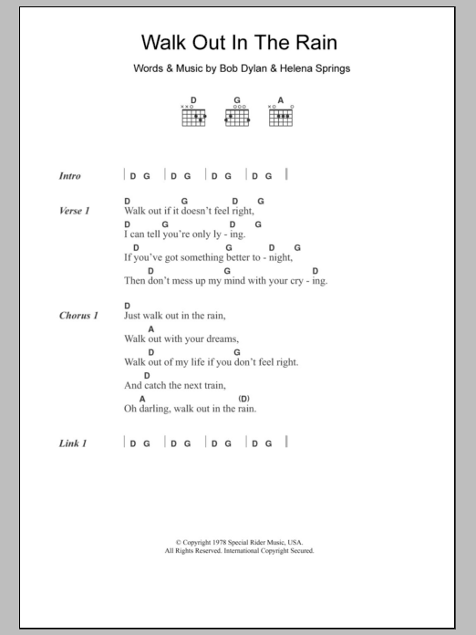 Eric Clapton Walk Out In The Rain sheet music notes and chords arranged for Guitar Chords/Lyrics