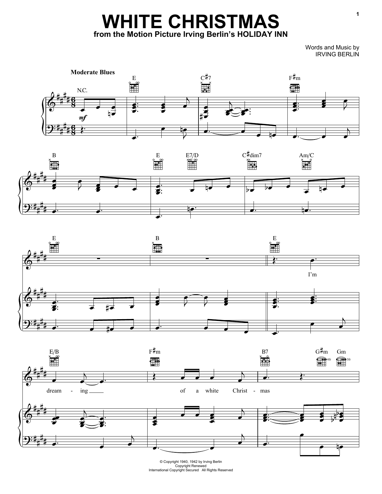 Eric Clapton White Christmas sheet music notes and chords arranged for Piano, Vocal & Guitar Chords (Right-Hand Melody)