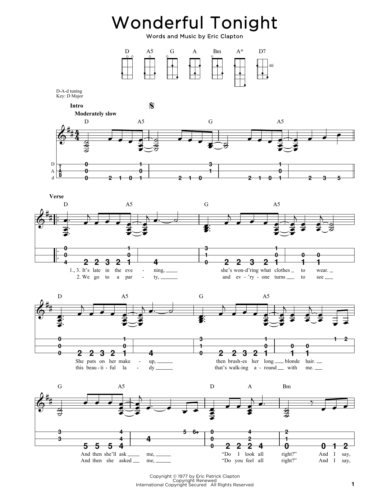 Eric Clapton Wonderful Tonight (arr. Steven B. Eulberg) sheet music notes and chords arranged for Dulcimer