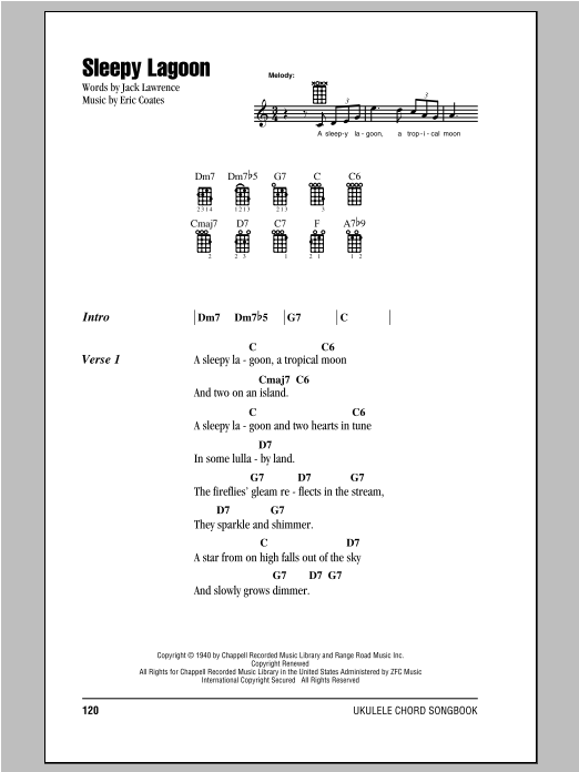 Eric Coates Sleepy Lagoon sheet music notes and chords arranged for Lead Sheet / Fake Book