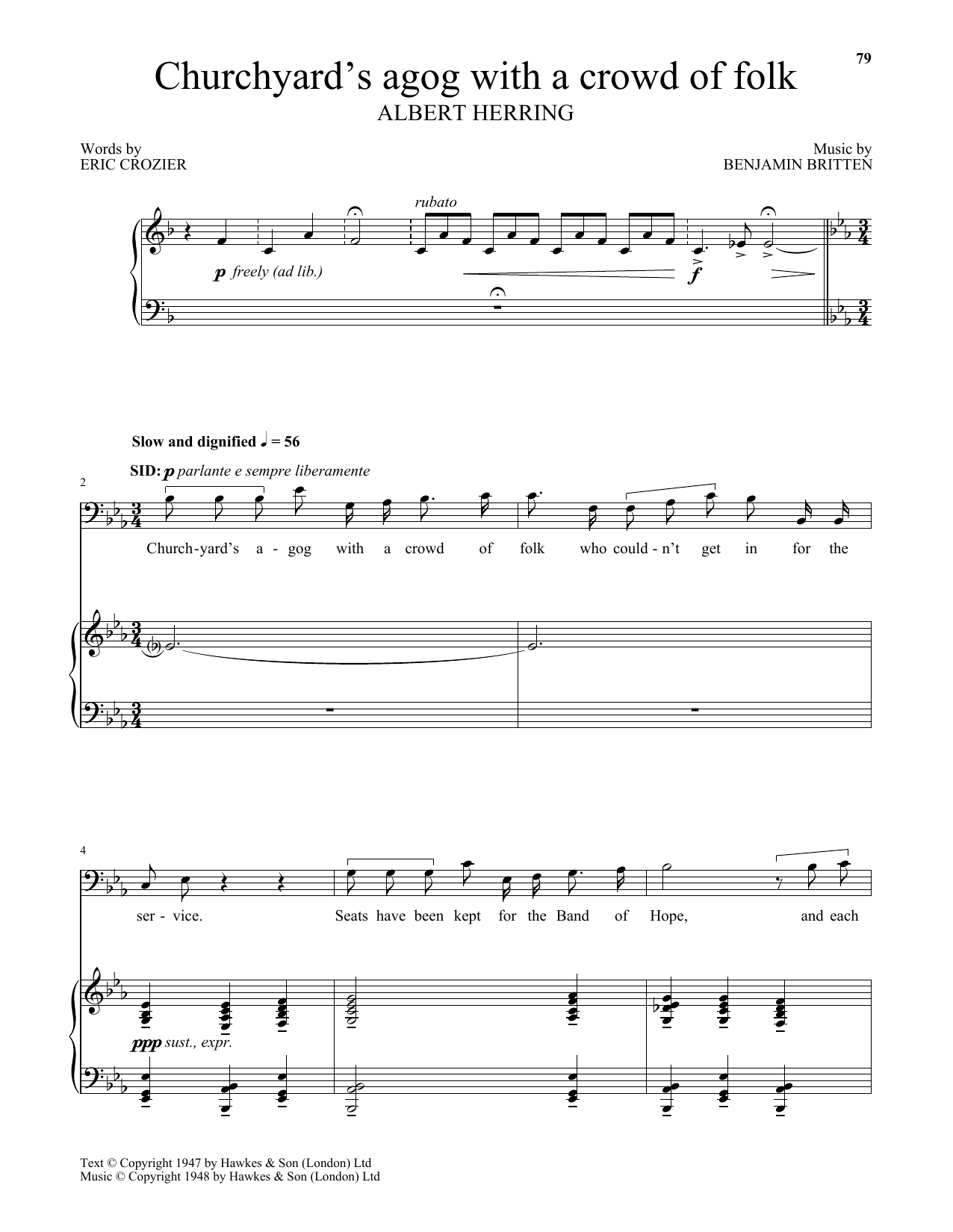 Eric Crozier Churchyard's Agog With A Crowd Of Folk sheet music notes and chords arranged for Piano & Vocal