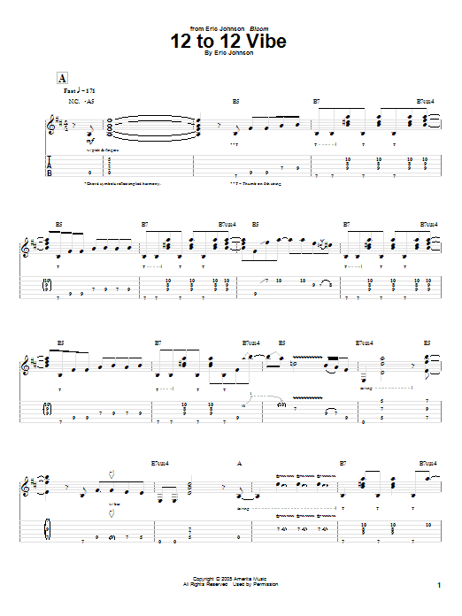Eric Johnson 12 To 12 Vibe sheet music notes and chords arranged for Guitar Tab