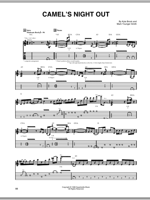 Eric Johnson Camel's Night Out sheet music notes and chords arranged for Guitar Tab