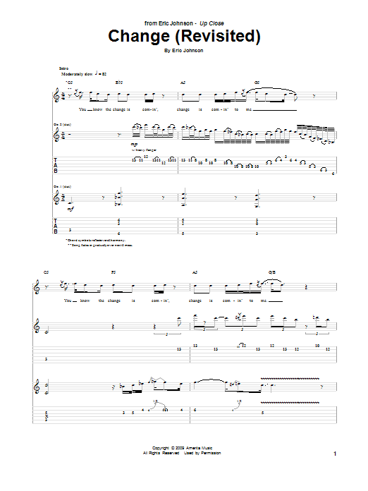 Eric Johnson Change (Revisited) sheet music notes and chords arranged for Guitar Tab