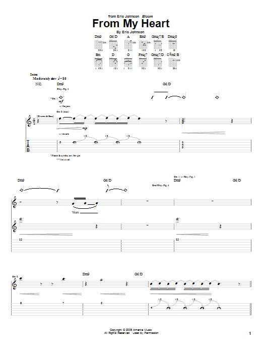 Eric Johnson From My Heart sheet music notes and chords arranged for Guitar Tab