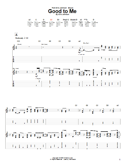Eric Johnson Good To Me sheet music notes and chords arranged for Guitar Tab