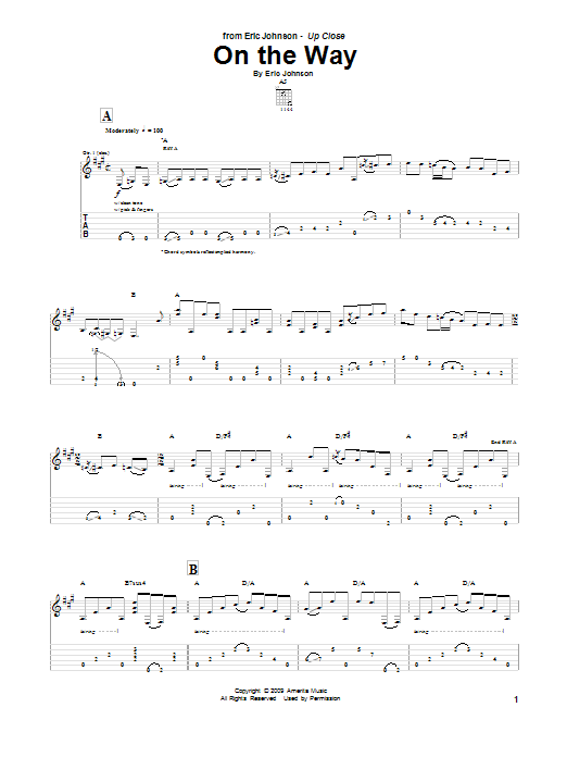 Eric Johnson On The Way sheet music notes and chords arranged for Guitar Tab