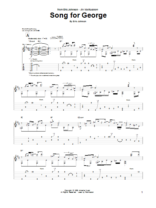 Eric Johnson Song For George sheet music notes and chords arranged for Guitar Tab