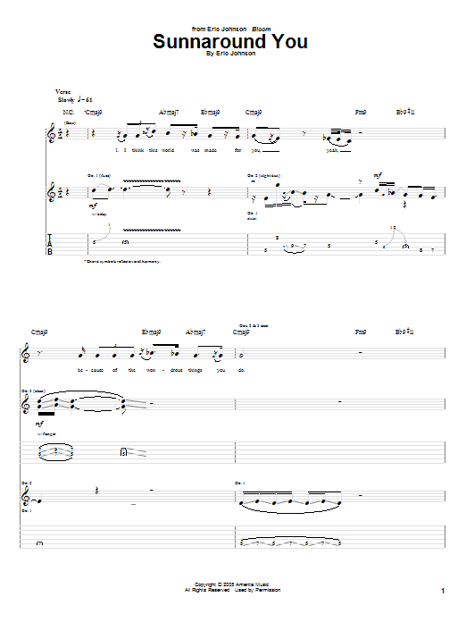 Eric Johnson Sunnaround You sheet music notes and chords arranged for Guitar Tab