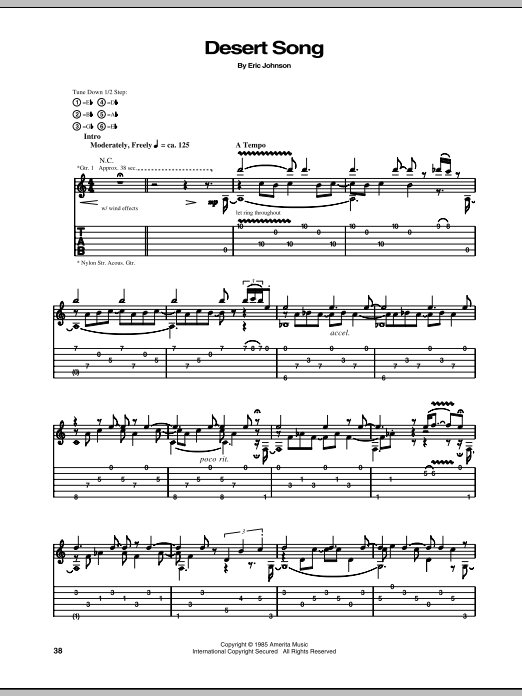 Eric Johnson The Desert Song sheet music notes and chords arranged for Guitar Tab