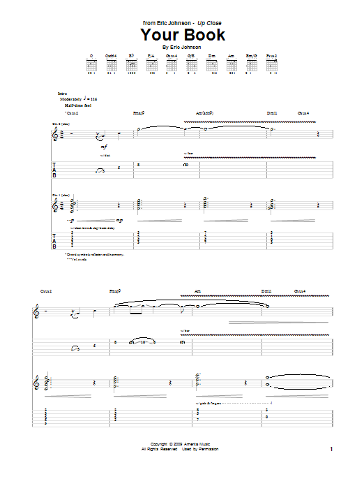 Eric Johnson Your Book sheet music notes and chords arranged for Guitar Tab